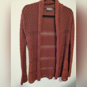 Wooden Ships Burgandy Women's Open-Front Knit Cardigan Sweater